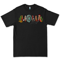 Black western christmas mama claus sunflowers and cactus Premium Tee - Jasminsmagicworld