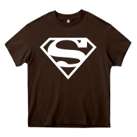 Chocolate Brown Supergirl White & Pink Shield Heavy Core Tee - longCreatives