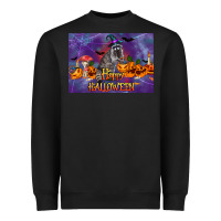 Black Happy Halloween Raccoon Heavyweight Sweatshirt - LillyAllenDesigns