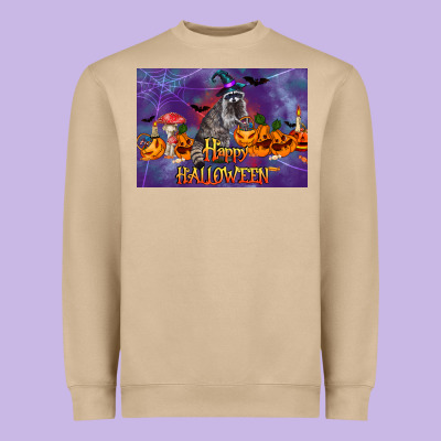 Happy Halloween Raccoon Heavyweight Sweatshirt Designed By Lillyallendesigns