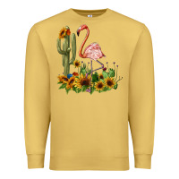 Flamingo With Cactus And Sunflowers Premium Sweatshirt | Teevron