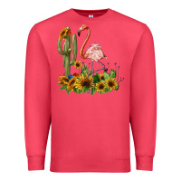 Cardinal flamingo with cactus and sunflowers Premium Sweatshirt - BarkalooDesign