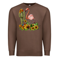 Chestnut flamingo with cactus and sunflowers Premium Sweatshirt - BarkalooDesign