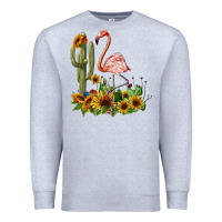 Heather Grey flamingo with cactus and sunflowers Premium Sweatshirt - BarkalooDesign