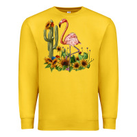 Lemon flamingo with cactus and sunflowers Premium Sweatshirt - BarkalooDesign