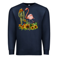 Navy flamingo with cactus and sunflowers Premium Sweatshirt - BarkalooDesign