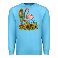 Ocean Blue flamingo with cactus and sunflowers Premium Sweatshirt - BarkalooDesign