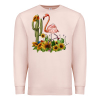 Pale Pink flamingo with cactus and sunflowers Premium Sweatshirt - BarkalooDesign