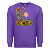 Purple flamingo with cactus and sunflowers Premium Sweatshirt - BarkalooDesign