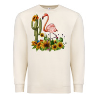 Sandshell flamingo with cactus and sunflowers Premium Sweatshirt - BarkalooDesign