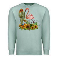 Seafoam flamingo with cactus and sunflowers Premium Sweatshirt - BarkalooDesign