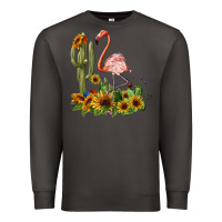 Smoke flamingo with cactus and sunflowers Premium Sweatshirt - BarkalooDesign