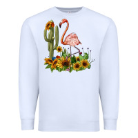 White flamingo with cactus and sunflowers Premium Sweatshirt - BarkalooDesign