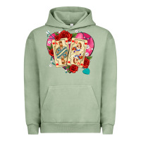 Pigment Oil Green playing cards roses and pearls Urban Hoodie - AdoDesignShop