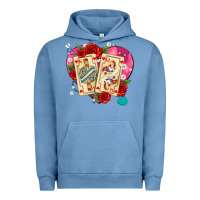 Pigment Pebble Blue playing cards roses and pearls Urban Hoodie - AdoDesignShop