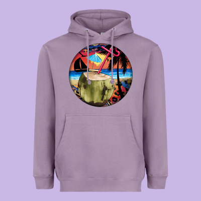 Coconut Drink Colorful Leopard Heavyweight Hoodie Designed By Barkaloodesign