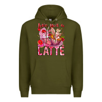 Army Green Love You Latte Valentine Cupid Premium Hoodie - CowhideDigitalArt