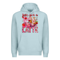 Blue Mist Love You Latte Valentine Cupid Premium Hoodie - CowhideDigitalArt