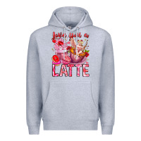 Heather Grey Love You Latte Valentine Cupid Premium Hoodie - CowhideDigitalArt