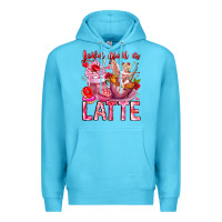 Ocean Blue Love You Latte Valentine Cupid Premium Hoodie - CowhideDigitalArt