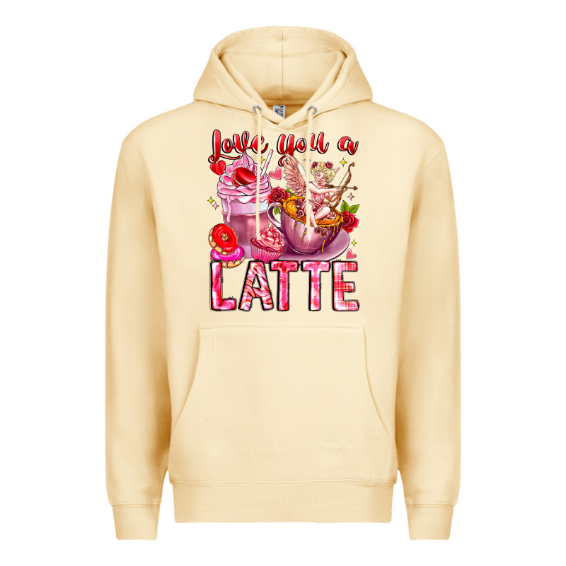 Love You Latte Valentine Cupid Premium Hoodie by CowhideDigitalArt | Teevron