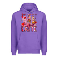 Purple Love You Latte Valentine Cupid Premium Hoodie - CowhideDigitalArt