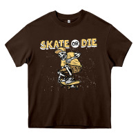 Chocolate Brown skate or die funny skeleton skating skater halloween costume Heavy Core Tee - longCreatives