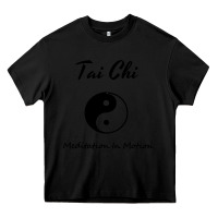 Black Tai Chi T, Meditation In Motion, Martial Arts Gift Heavy Core Tee - longCreatives