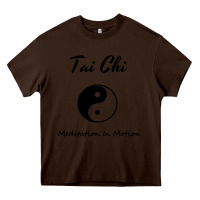 Chocolate Brown Tai Chi T, Meditation In Motion, Martial Arts Gift Heavy Core Tee - longCreatives