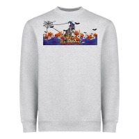 Heather Grey Happy Halloween Raccon Heavyweight Sweatshirt - LillyAllenDesigns