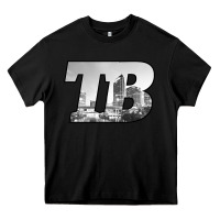 Black TB Tampa Bay City Skyline of Tampa Bay, Florida Heavy Core Tee - longCreatives