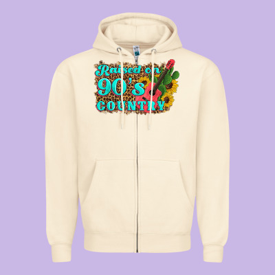 Raised 90's Country Guitar Cactus Sunflower's Zipper Hoodie Designed By Artiststas