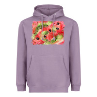 Lavender watermelon strawberry kiwi background Heavyweight Hoodie - BarkalooDesign
