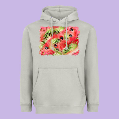 Watermelon Strawberry Kiwi Background Heavyweight Hoodie Designed By Barkaloodesign