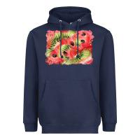 Navy watermelon strawberry kiwi background Heavyweight Hoodie - BarkalooDesign