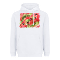 White watermelon strawberry kiwi background Heavyweight Hoodie - BarkalooDesign