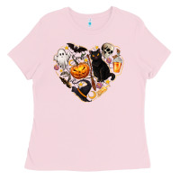 Bubblegum Pink Halloween Heart Ladies Tee - texasbilliewilder