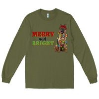 Army Green merry and bright german shepherd Long Sleeve Tee - RanaPortraitStore
