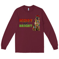 Burgundy merry and bright german shepherd Long Sleeve Tee - RanaPortraitStore