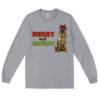 Heather Grey merry and bright german shepherd Long Sleeve Tee - RanaPortraitStore
