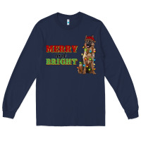 Navy merry and bright german shepherd Long Sleeve Tee - RanaPortraitStore