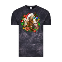 Cloud Black horse christmas wreath Vintage Tee - CowGirlArtShop