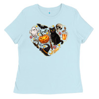 Baby Blue Halloween Heart Ladies Tee - texasbilliewilder