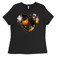 Black Halloween Heart Ladies Tee - texasbilliewilder