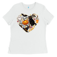 White Halloween Heart Ladies Tee - texasbilliewilder