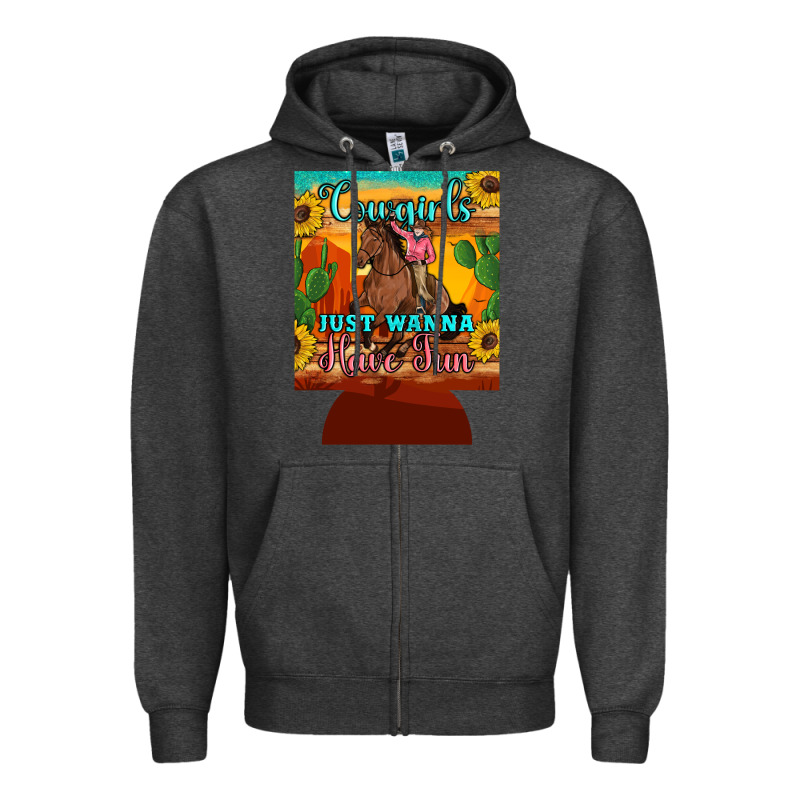 Cowgirls Just Wanna Have Fun 12 Oz Can Cooler (regular) Zipper Hoodie by Artiststas | Teevron