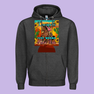 Cowgirls Just Wanna Have Fun 12 Oz Can Cooler (regular) Zipper Hoodie Designed By Artiststas