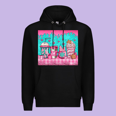 Pink Christmas Coffee Premium Hoodie Designed By Jasminsmagicworld