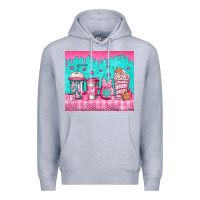 Heather Grey pink christmas coffee Premium Hoodie - Jasminsmagicworld