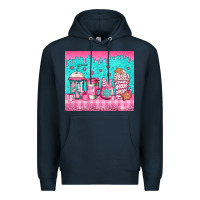 Navy pink christmas coffee Premium Hoodie - Jasminsmagicworld